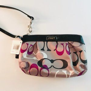 Coach Fuchsia Signature Nylon Wristlet Pochette Coach